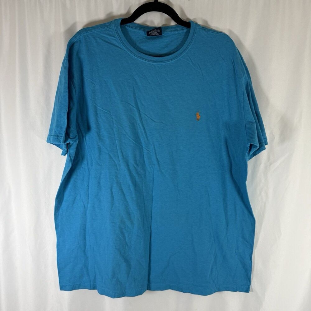 Polo Ralph Lauren Shirt Women's Large Blue Short Sleeve Crew Neck 100% Cotton